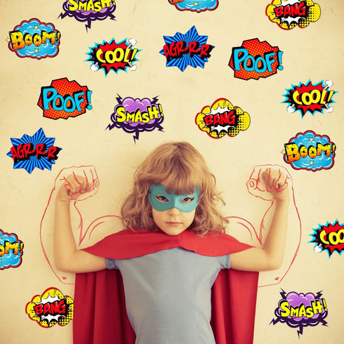 Blulu 30 Pieces Hero Themed Party Decorations, Fun Sign Cutouts for Celebrations