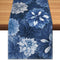 Navy Blue Dahlia Flower Spring Table Runner Blue Gray Burlap Table Runners,