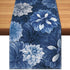 Navy Blue Dahlia Flower Spring Table Runner Blue Gray Burlap Table Runners,