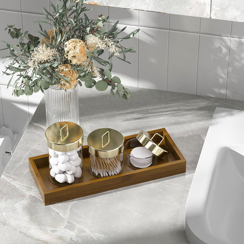 ZHWS Bathroom Tray for Soap Dispenser, Vanity Tray for Perfume, Jewelry, Candle, Makeup, Decorative Tray, Kitchen Tray Counter Organizer for Toilet Tank, Coffee Table Brown 11.3βL x 4.4βW x 1.14βH by ZHWS