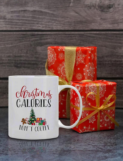 BLUE RIBBON Christmas Coffee Mug, "Christmas Calories Don't Count", 11 Oz in Decorative Box