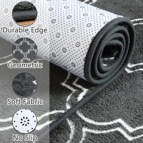 3x5 Chicrug Shag Geometric Modern Area Rug for Bedroom, Feet Memory Foam Indoor Carpet, Fluffy Rug for Living Room