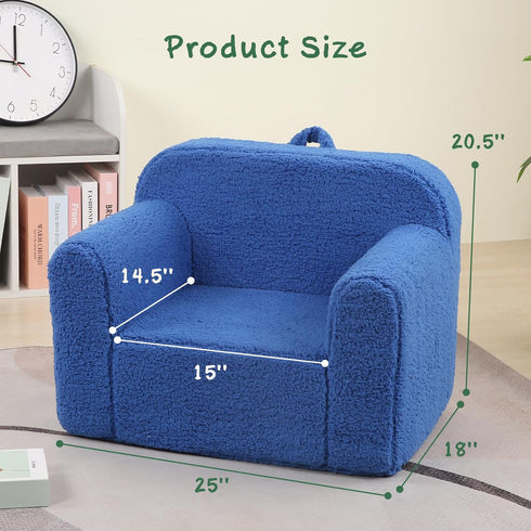 MOMCAYWEX Kids Snuggly-Soft Sherpa Chair, Cuddly Toddler Foam Chair for Boys and Girls, Sky Blue
