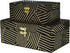 Velvet Decorative Boxes Storage Accessory Organizer with Gold Stripe, Set of 2, Black