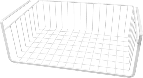 Southern Homewares 15-Inch White Wire Under-Cabinet Hanging Basket Shelf Organizer for Kitchen, Pantry, Bathroom