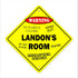 Landon's Room Sign Crossing Zone Xing - Indoor/Outdoor Kids Bedroom Decor, 14" Tall