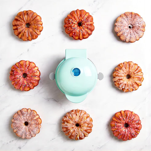 Cake Maker, Mini Donut Maker, Waffle Maker, Non-stick Surface, Double-sided Heating, Azure