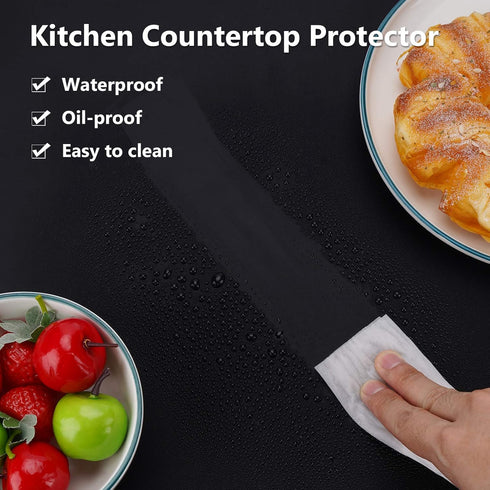 Gartful Silicone Mats for Kitchen Counter - Large 25" by 17" Nonskid Heat Resistant Desk Saver Pad, 2PCS, Black