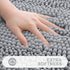 Grandaily Chenille Striped Bathroom Rugs 30x20 - Extra Thick Absorbent Non-Slip Plush Bath Mats, Grey