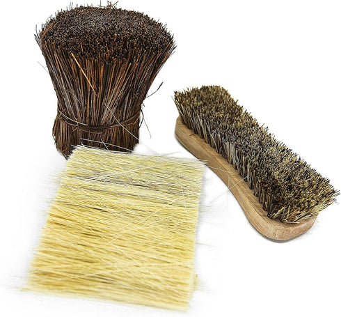 All-Natural Wooden Scrub Brush Set, Eco-Friendly Cleaning Products, Wooden Handle with Tampico and Palmyra Bristles, 2