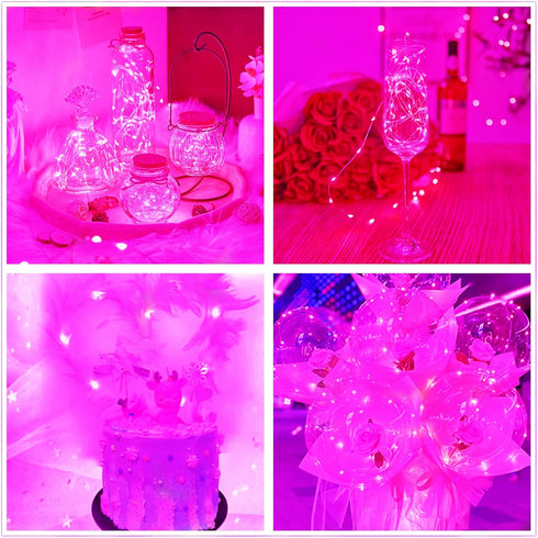 Ranlraka 20 Wine Bottle Lights with Cork Mini Fairy String Lights Battery Operated LED Pink Fairy Lights Party