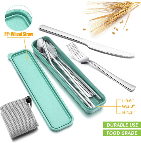 HaWare Portable Travel Utensils Set, Stainless Steel Silverware for Camping, School Lunch, Reusable and Dishwasher Safe