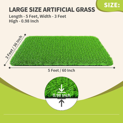 3 5 LOOBANI Realistic Artificial Grass Rug Indoor Outdoor, Dog Grass Mat with Drainage Holes and Replacement Artificial
