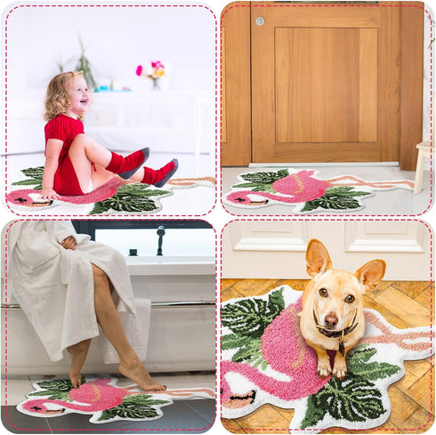 Ceenna Flamingo Bath Mat, Pink Non Slip Rugs for Bathroom Kitchen Indoor Outdoor, 27.56 x 19.69 Inches