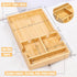 2-in-1 2 Remotes,15.35x9.84-inch Nnewvante Couch Tray, Insert & Flat Sofa Organizer Bamboo with Cup Holders,Fits Seat