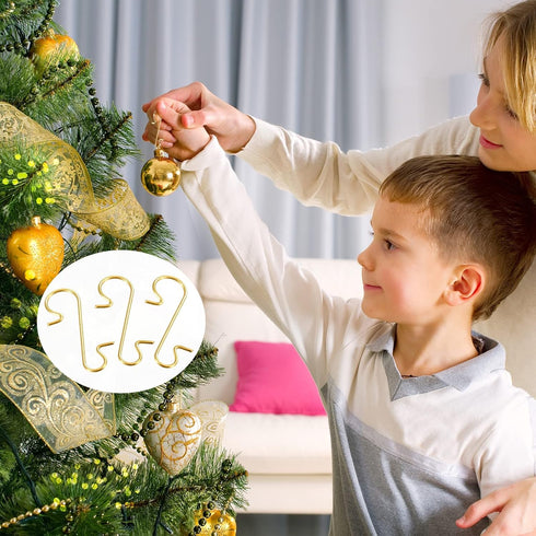 Tatuo 400 Pieces Christmas Ornament Hooks with Storage Box for Tree Decoration (Gold)