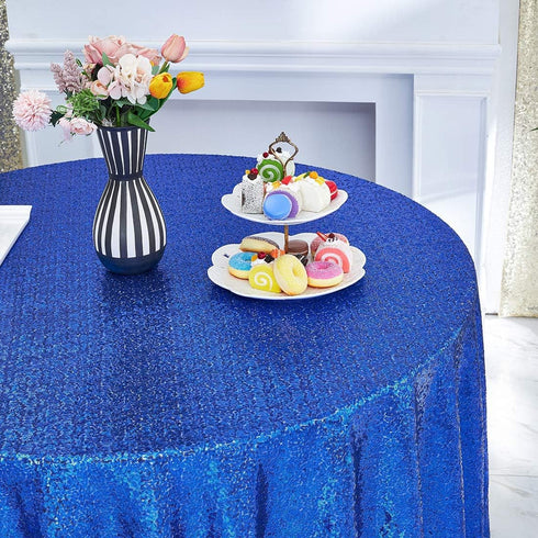 Hahuho 50x50 inch Royal Blue Square Sequin Tablecloth, Glitter Tablecloth for Bridal Shower, Birthday, Wedding, Dessert