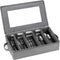 Flatware Utensil Storage Case, Large Capacity Silverware Box with Adjustable Dividers, Zipper Lid for Organizing