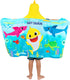Franco Baby Shark Soft Cotton Terry Hooded Towel Wrap, 24 in x 50 in, Kids Bath/Pool/Beach