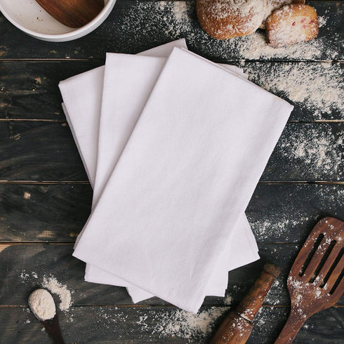 DG Collections 100% Cotton Flour Sack Towels, 12 Pack, 27x27 Inches, White, Lint-Free, Reusable Kitchen Towels