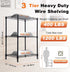 3 400 lbs 1200 lbs 18" 12" 26.4" Whitmor Tier Storage Shelves, Heavy Duty Metal Shelving, Capacity per Shelf, Total