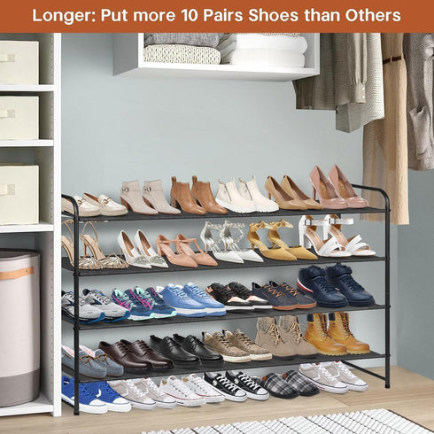 4 Closet 30-Pairs Closet, KIMBORA Tier Long Shoe Rack for Floor, Wide Shoe Shelf Storage Organizer Stackable Sneaker
