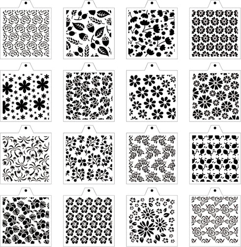 16 Pcs Cookie Stencil Baking Stencils, 5.5x5.5in for Royal Icing, Airbrush Cookies, Craft Painting Stencil