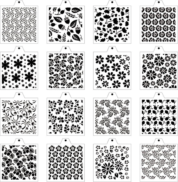 16 Pcs Cookie Stencil Baking Stencils, 5.5x5.5in for Royal Icing, Airbrush Cookies, Craft Painting Stencil