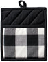 DII Buffalo Check Kitchen Collection, Classic Farmhouse Kitchen Set, Potholder, Black & White, 2 Piece