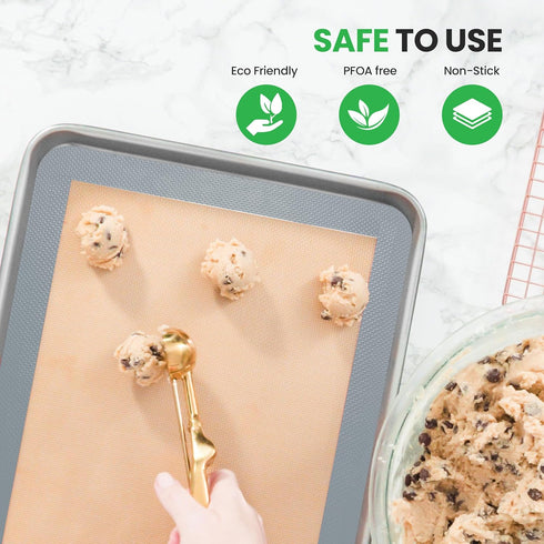 Nutrichef Silicone Baking Mats, 2 Non-stick Food-Grade Mats for Full Baking Pans 24.4 x 16.5 IN, Oven-safe Up to 480°F
