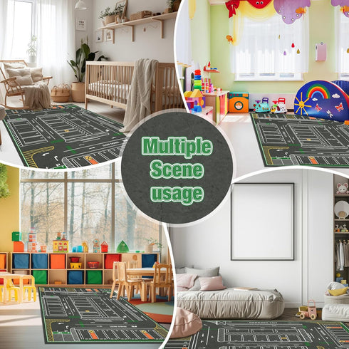 5x7 Tinideya Kids Playmat Rug ft, Non-Slip Rubber Backing Traffic Road Playmat, Cars Play Mat for Toddler Children