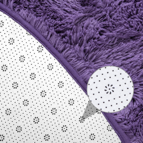 6x6 junovo Round Rug Feet Fluffy Soft Area Rugs for Kids Girls Room Princess Castle Plush Shaggy Carpet Cute Circle
