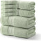 REDKISS Green Towel Set of 8-100% Cotton Luxury Bath Towels Set for