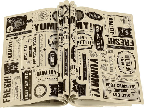 Newsprint Wax Paper Sheets, Newspaper Theme Food Wrap Paper, Grease Resistant Tray Liners for Home Kitchen Baking