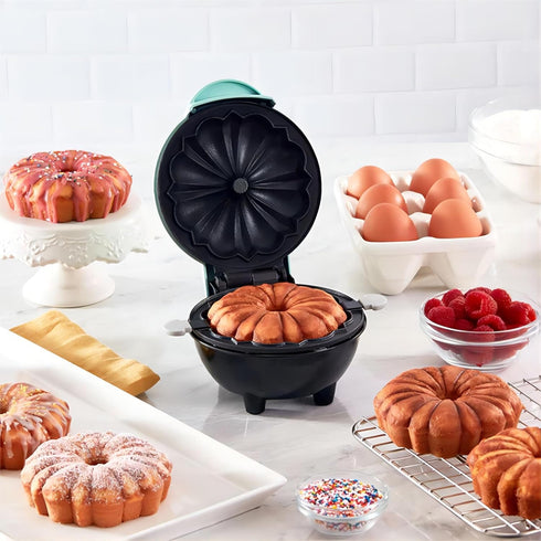 Cake Maker, Mini Donut Maker, Waffle Maker, Non-stick Surface, Double-sided Heating, Azure