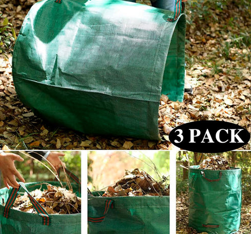 CMOOD 72 Gloves(3-Pack) Gallons Garden Bag Collapsible Reuseable Heavy Duty Garden Waste Bags for Lawn Yard Leaf Trash