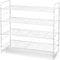 Simple Trending 4-Tier Stackable Shoe Rack - Expandable & Adjustable Shoe Organizer Storage Shelf, Wire Grid, White