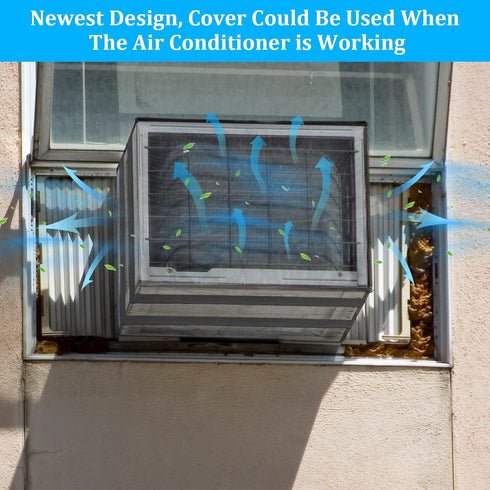 Luxiv Mesh Window Air Conditioner Cover - Black Dust-Proof Waterproof AC Cover for Outdoor Use (17Wx12Dx13H)