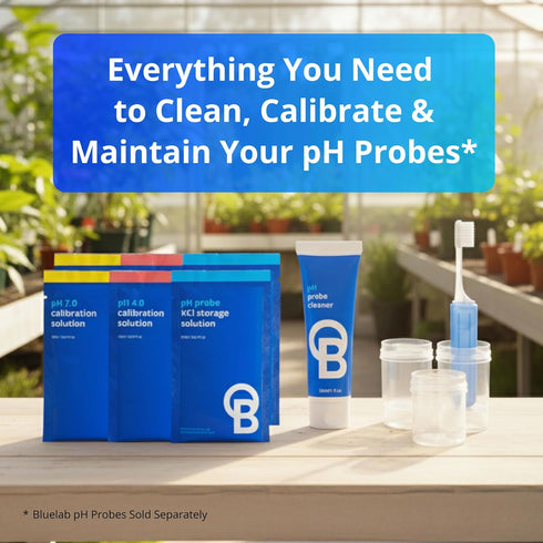 Bluelab CAREKITPH pH Probe Care Kit with Calibration Solution, Storage Solution, and Brush, used for pH Pen, Meter