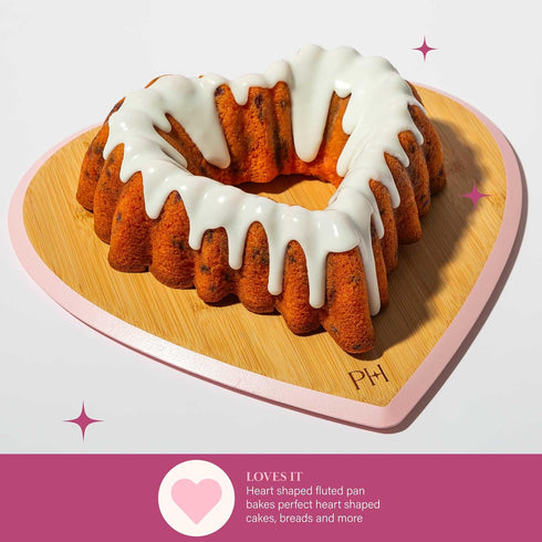 Paris Hilton Heart Shaped Fluted Cake Pan, 9-Inch Cast Aluminum with Clean Ceramic Nonstick Bakeware