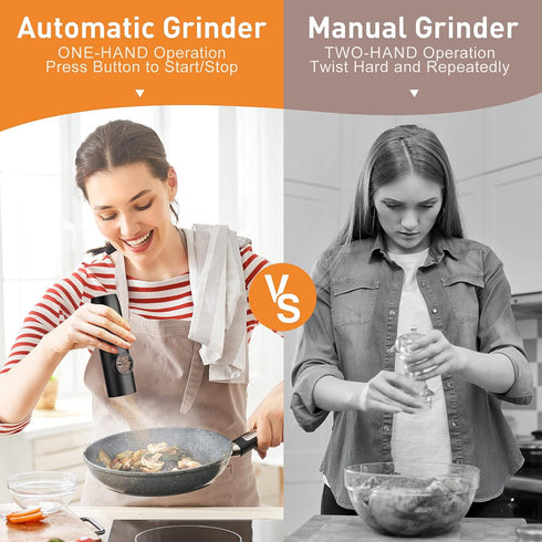 Set, 2 Pack Electric Salt and Pepper Grinder USB Rechargeable Kitchen Gadgets-Automatic Salt and Pepper Mill