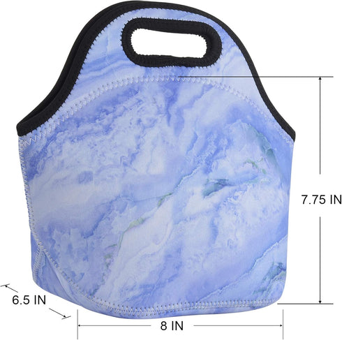 CM Soft Neoprene Tote Picnic Bag Lunch Container Organizer for Outdoor Travel (Blue Marble Pattern)