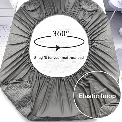 FELTYBED King Size Waterproof Mattress Protector, Soft Grey Mattress Cover with Deep Pocket 6"-15"