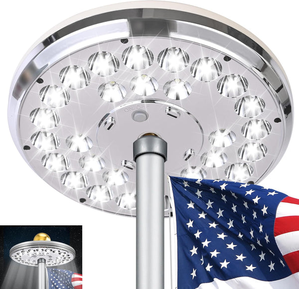 Flagpole Light Solar Powered, Auro 8 Silver Flag Pole Light 29 Bright