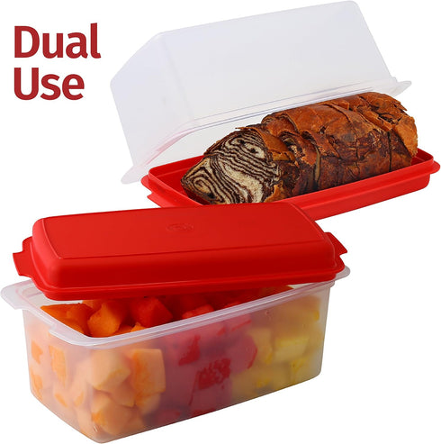 SIGNORA WARE -2 1 Bread Box -Dual Use Bread Holder/Airtight Plastic Food Storage Container for Dry or Fresh Foods