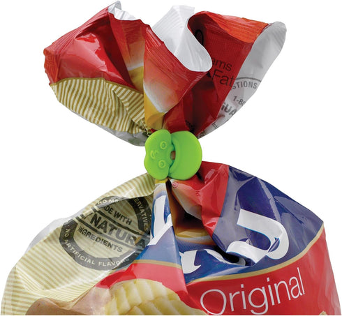 HIC Kitchen Stretch and Twist Silicone Bag Ties, Set of 10 with Storage Bag, Reusable Food Sealing Clips