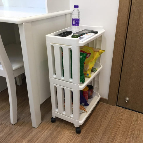 TENBOAT 3 Rolling Storage Utility Cart Slim Organizer Shelf with Wheels Tier Narrow Places Mobile Shelving Unit Tower