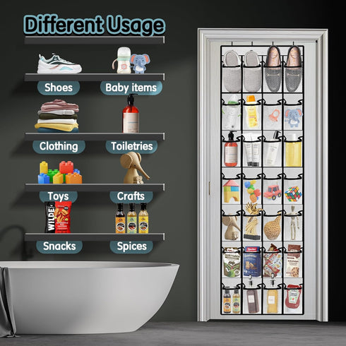 Kotkn 28 Closet Women,White-01) Compartment Over the Door Shoe Organizer, Breathable Mesh Large Shoe Rack for Storage