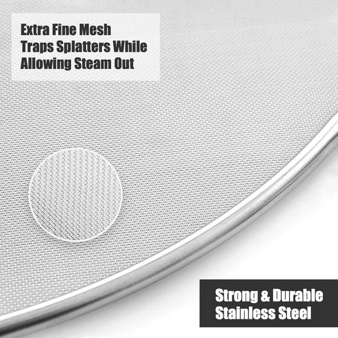 Splatter Screen for Cooking - Set of 3 Stainless Steel Grease Splatter Guard for Frying Pan, No Cooking Oil Mess