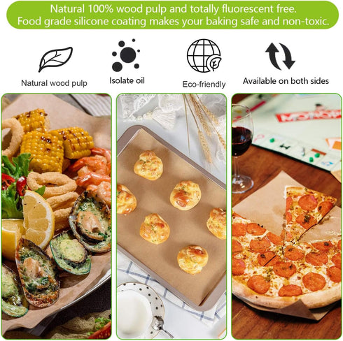 QYH 300 Pcs Unbleached Parchment Paper Sheets, 8x12 Inches, Precut for Baking Cookies, Frying, Air Fryer